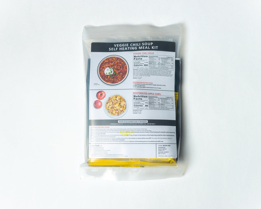 Veggie Chili Soup meal kit, rear nutrition and preparation label