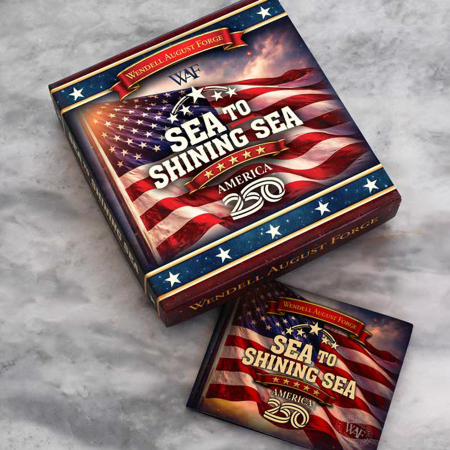Gift packaging display for America250 Sea to Shining Sea Ornament (Bronze and Crystals)