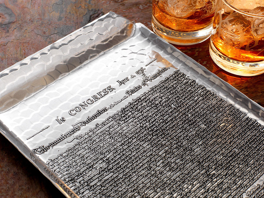 Close-up of the design on Declaration of Independence Tray (America250)