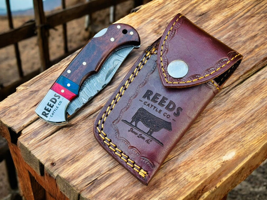 3-Inches Pocket Knife – Damascus Folding Blade with Pakka Wood Handle product photo