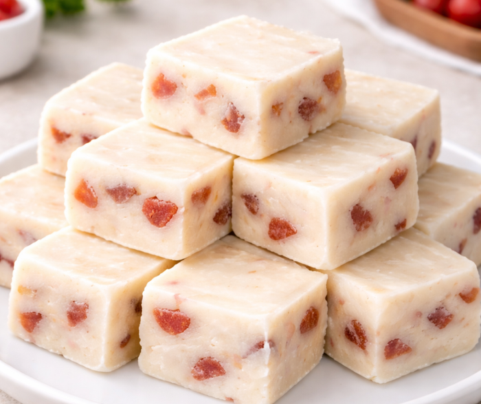 Handmade White Chocolate Strawberry Fudge product photograph from Meems Fudge Shoppe