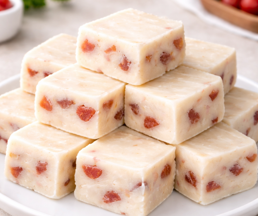 Handmade White Chocolate Strawberry Fudge product photograph from Meems Fudge Shoppe