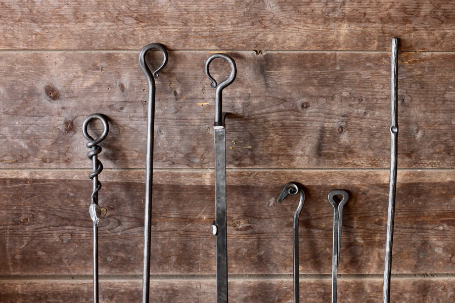 Leaf Wrap and other forged fire-poker handle designs
