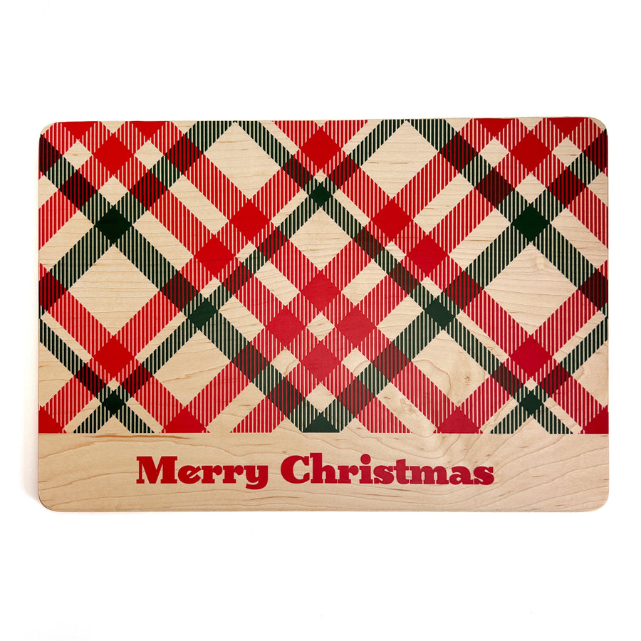 Christmas Plaid Maple Wood Serving Board