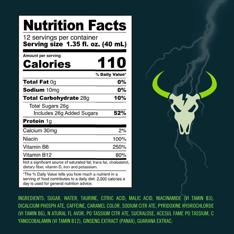 Wrangler energy nutrition panel listing sugar