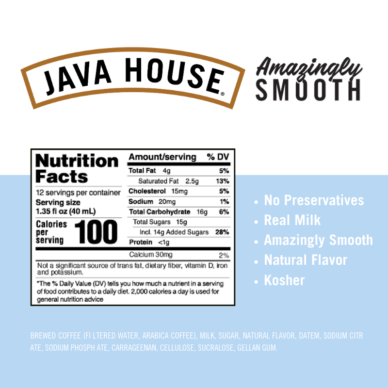 French Vanilla latte nutrition facts panel