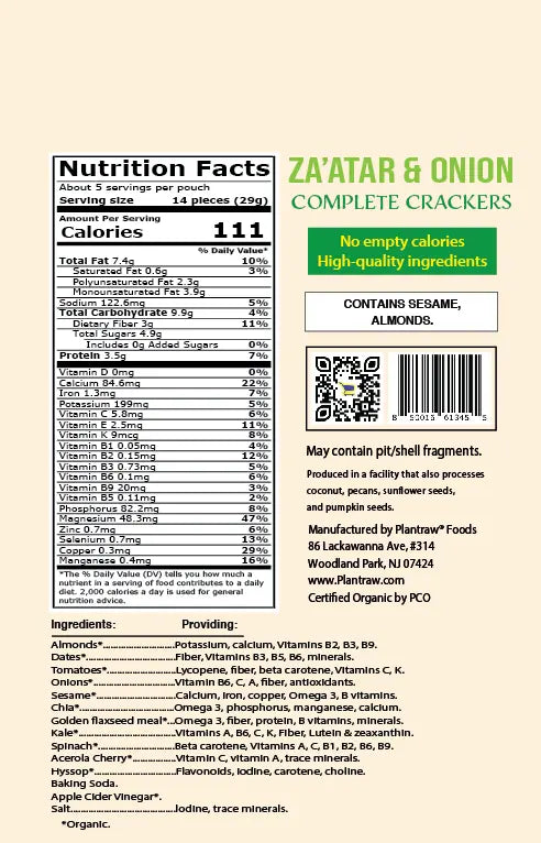 Complete Crackers - ZA'ATAR & ONION (5.1oz): Gluten-Free, Dehydrated - product image 2