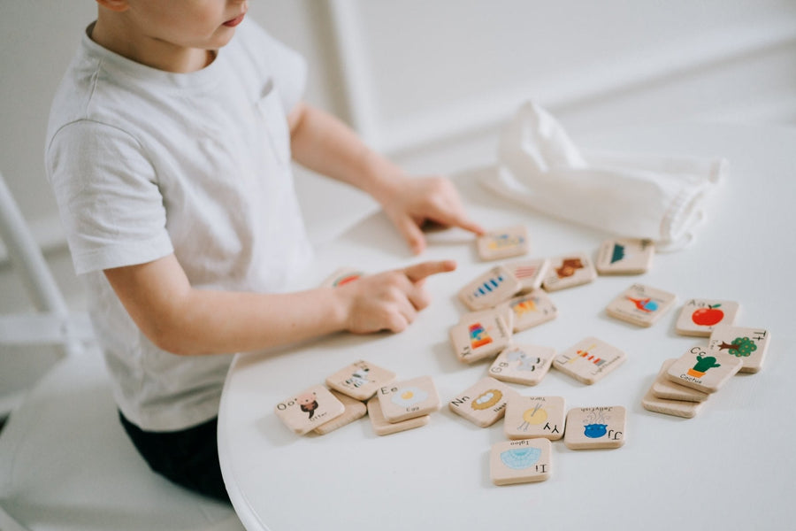 Wooden Alphabet Learning Tiles: 26-Piece ABC Set
