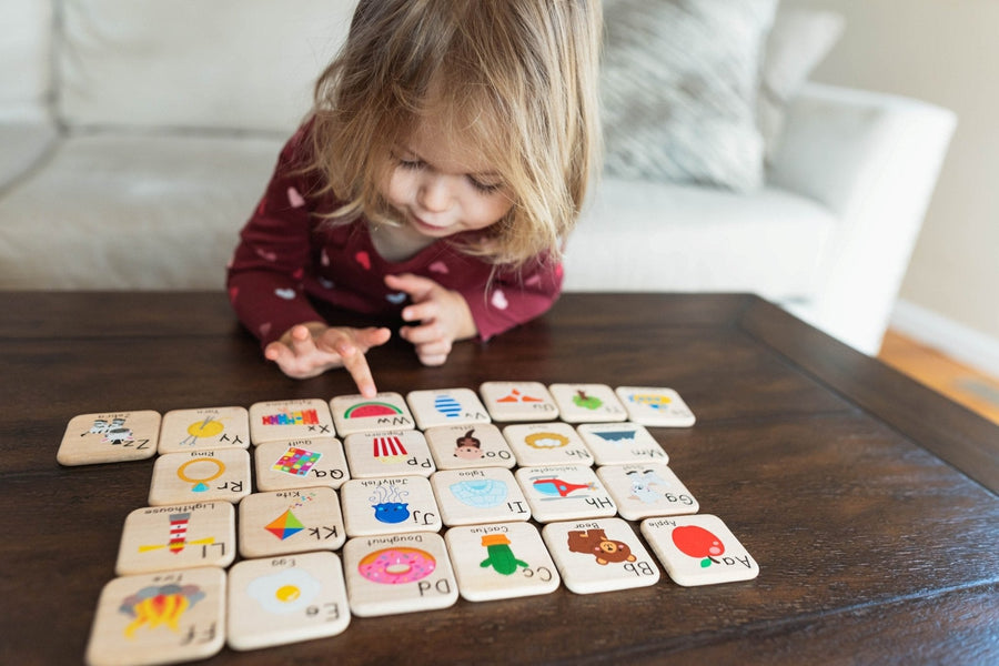 Wooden Alphabet Learning Tiles: 26-Piece ABC Set