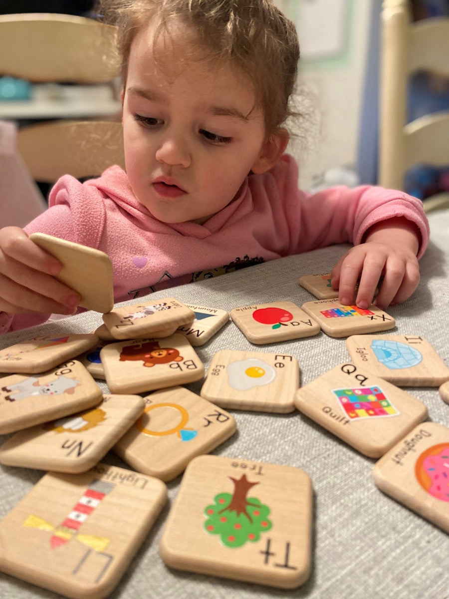 Wooden Alphabet Learning Tiles: 26-Piece ABC Set