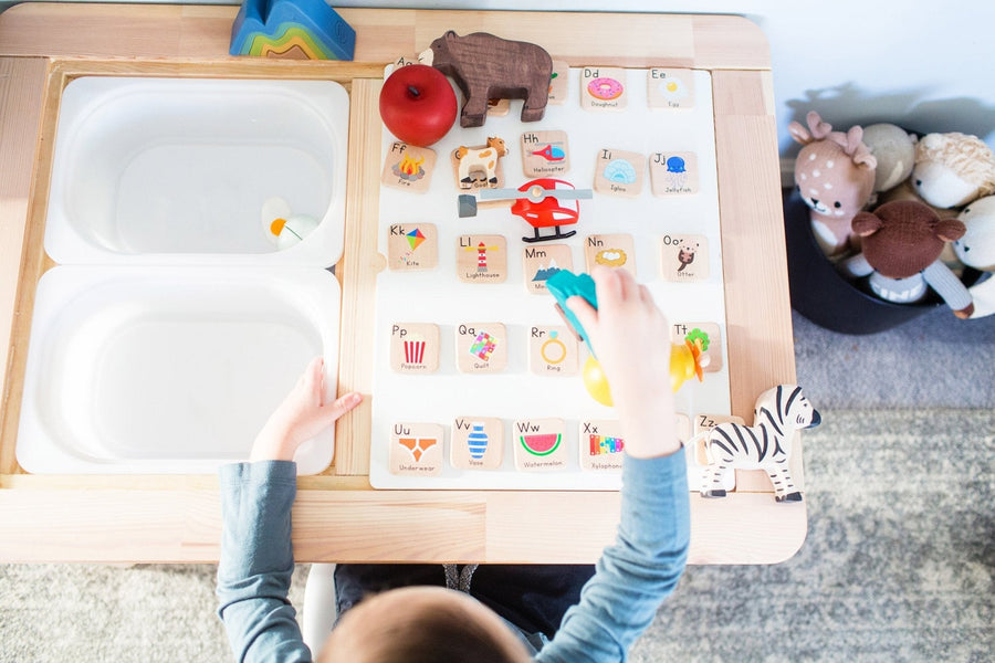 Wooden Alphabet Learning Tiles: 26-Piece ABC Set