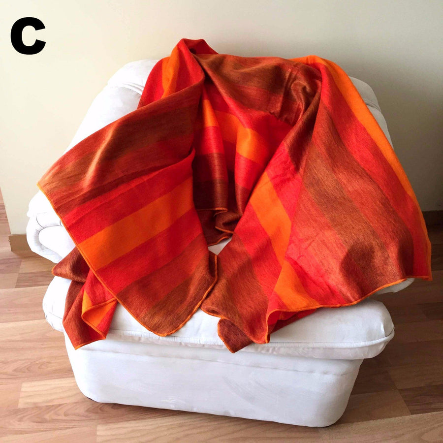 Alpaca Bed Blanket - Striped