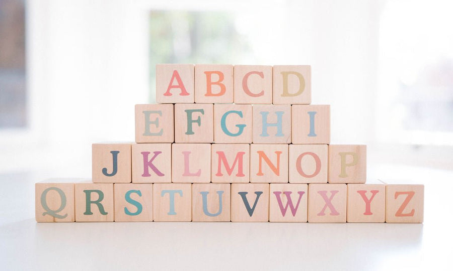 Boho Wooden Alphabet Blocks: Uppercase & Lowercase