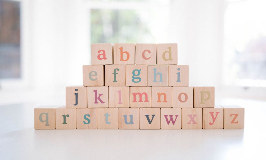 Boho Wooden Alphabet Blocks: Uppercase & Lowercase