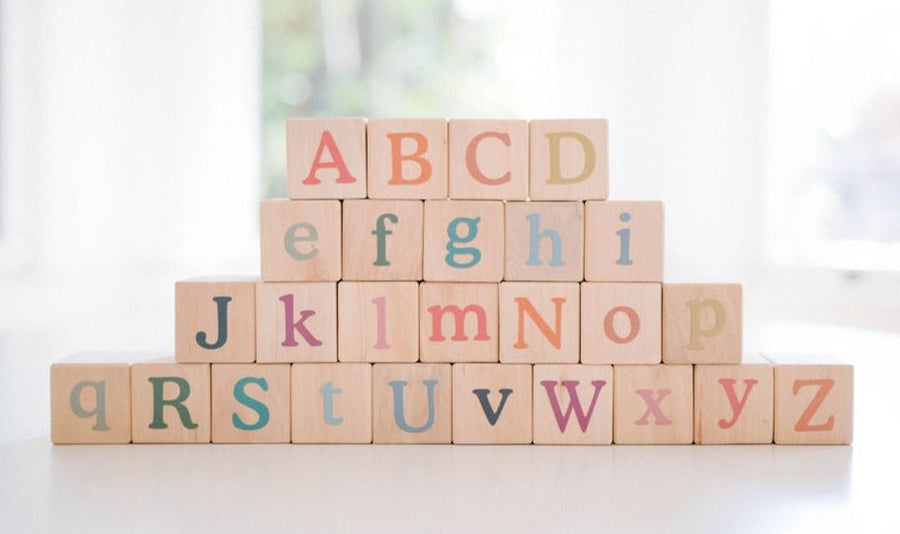 Boho Wooden Alphabet Blocks: Uppercase & Lowercase