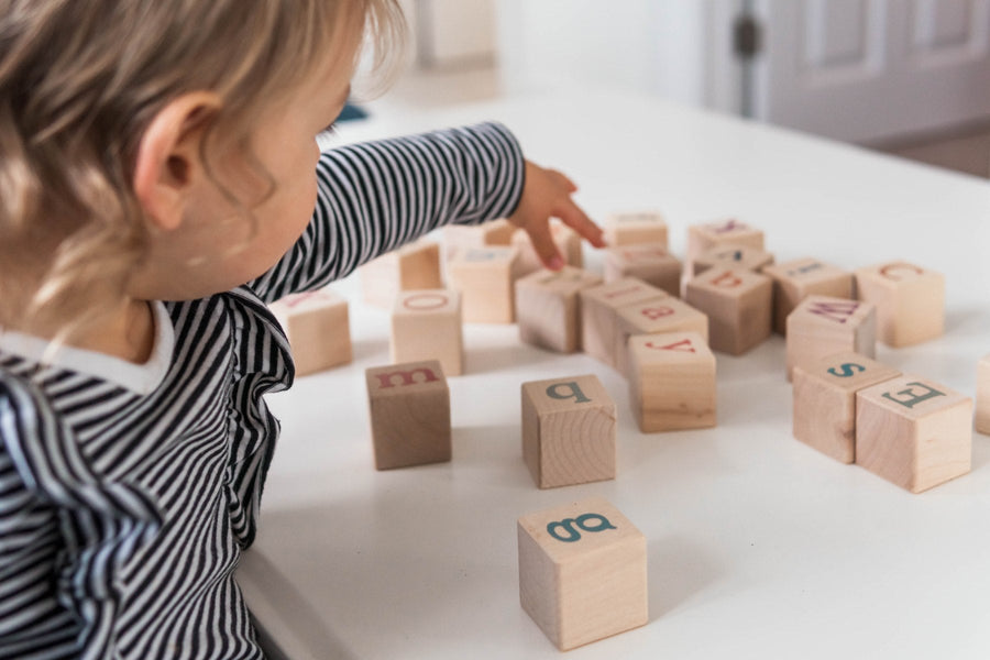 Boho Wooden Alphabet Blocks: Uppercase & Lowercase