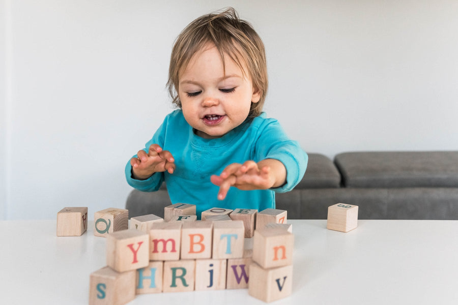 Boho Wooden Alphabet Blocks: Uppercase & Lowercase