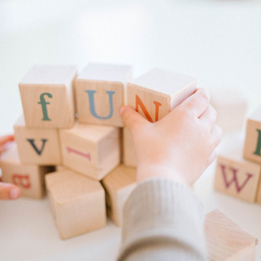 Boho Wooden Alphabet Blocks: Uppercase & Lowercase