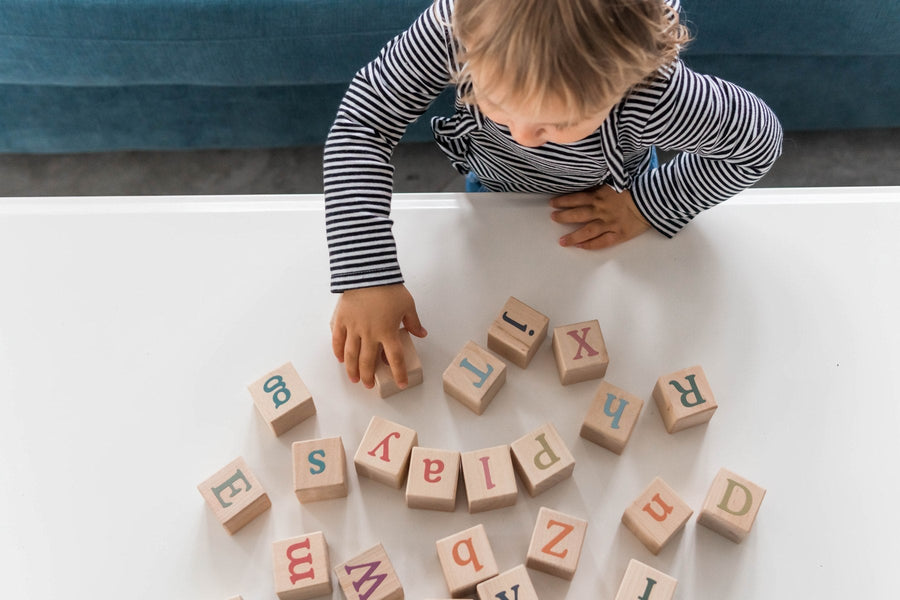 Boho Wooden Alphabet Blocks: Uppercase & Lowercase
