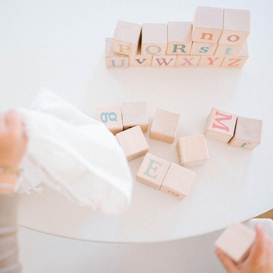 Boho Wooden Alphabet Blocks: Uppercase & Lowercase