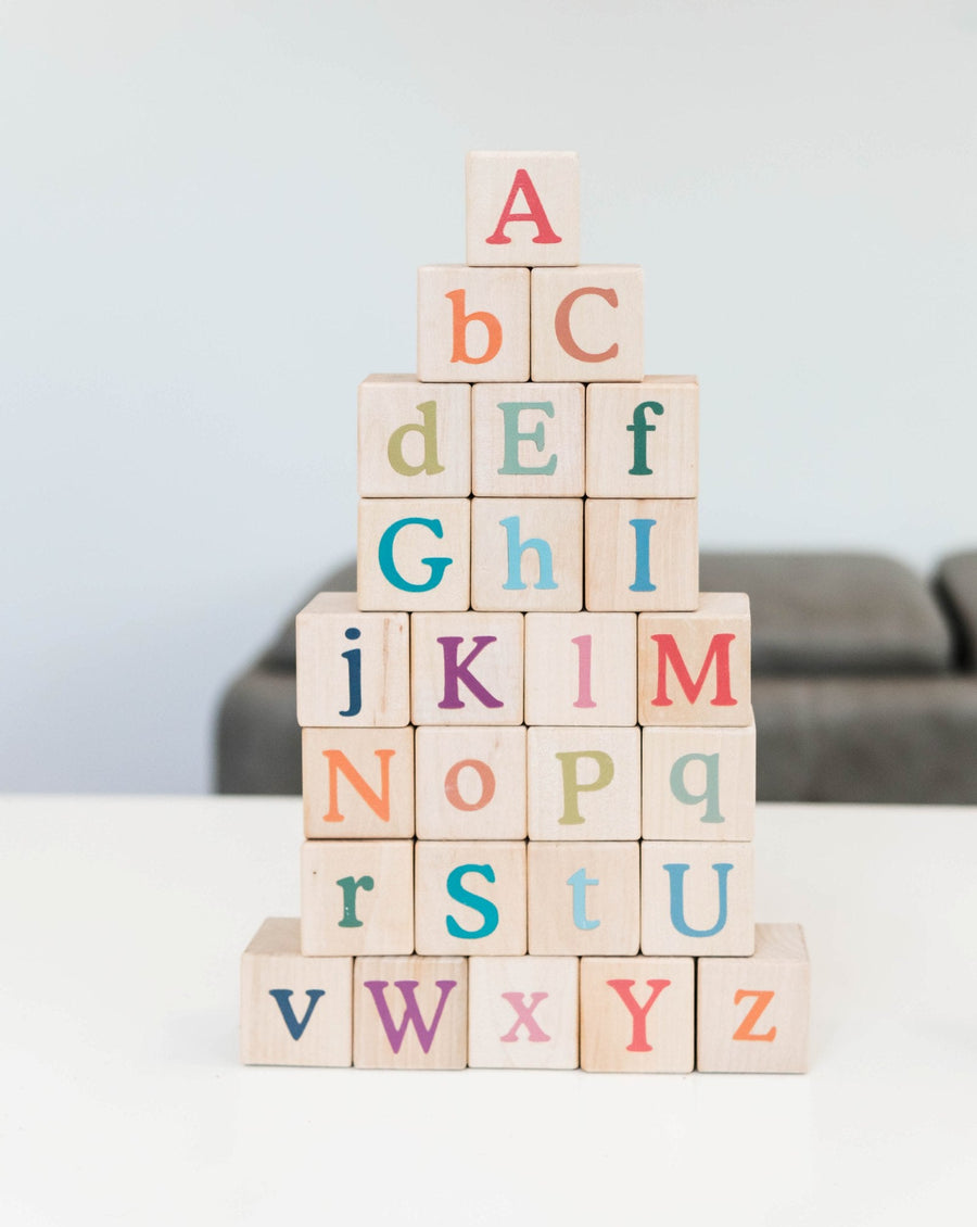 Boho Wooden Alphabet Blocks: Uppercase & Lowercase
