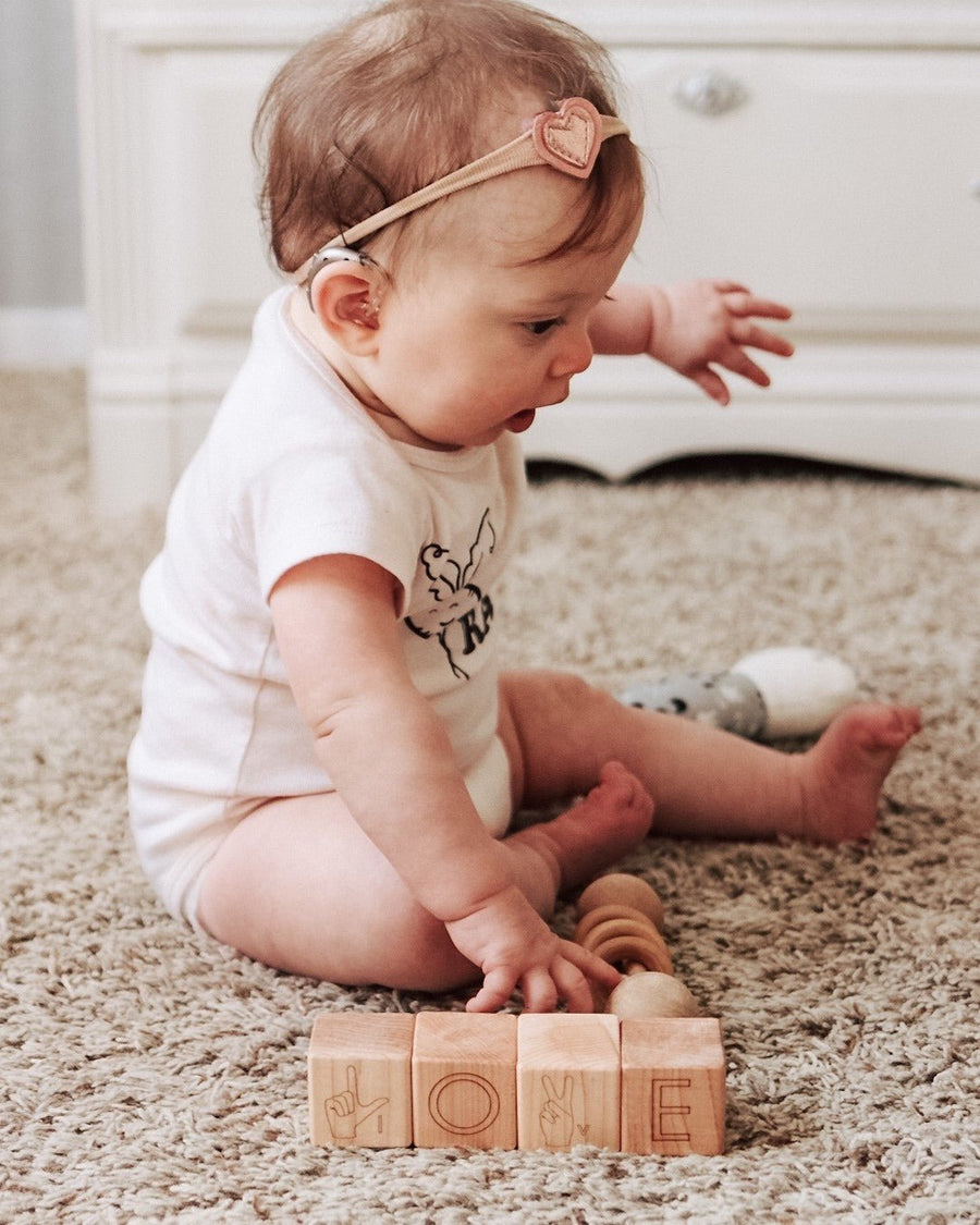 ASL Alphabet Blocks: 26 Engraved Maple Blocks
