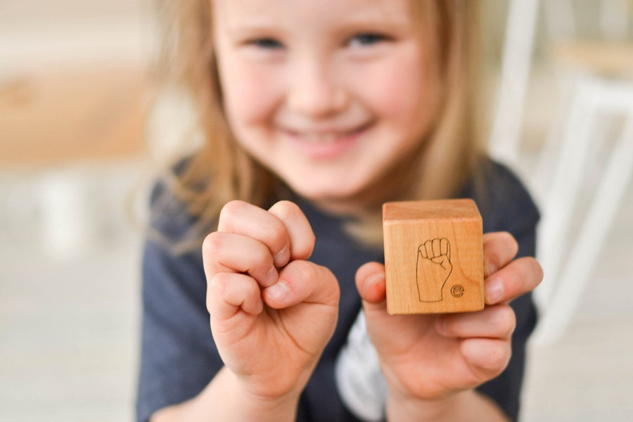 ASL Alphabet Blocks: 26 Engraved Maple Blocks