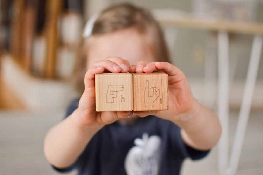ASL Alphabet Blocks: 26 Engraved Maple Blocks