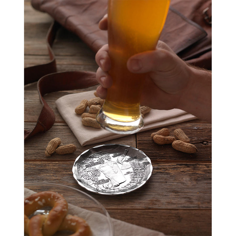 Styled display featuring Anatomy of a Beer Coaster