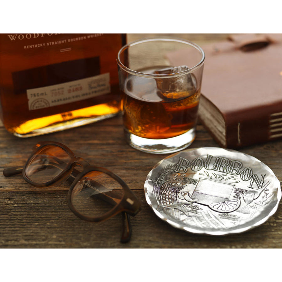 Styled display featuring Anatomy of a Bourbon Coaster