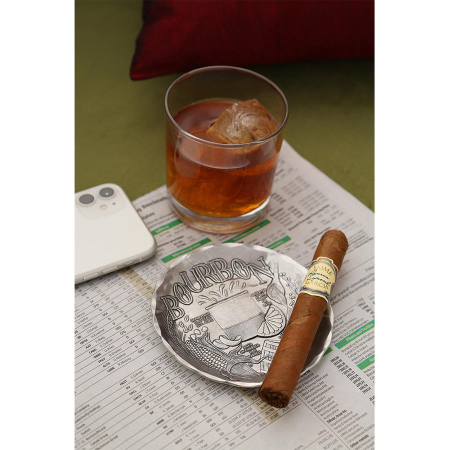 Styled display featuring Anatomy of a Bourbon Coaster