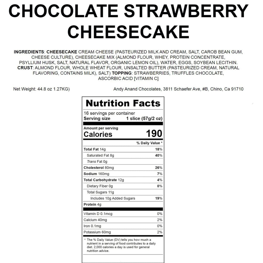 Chocolate Strawberry Cheesecake, 9-Inch, 2.8 lb