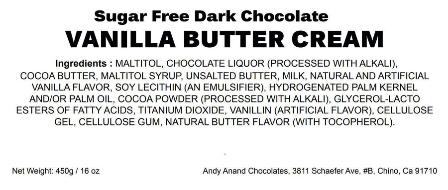 Sugar-Free Vanilla Butter Cream Dark Chocolates, 25 pc