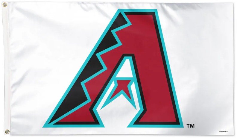 Arizona Diamondbacks 3x5 white flag with team logo