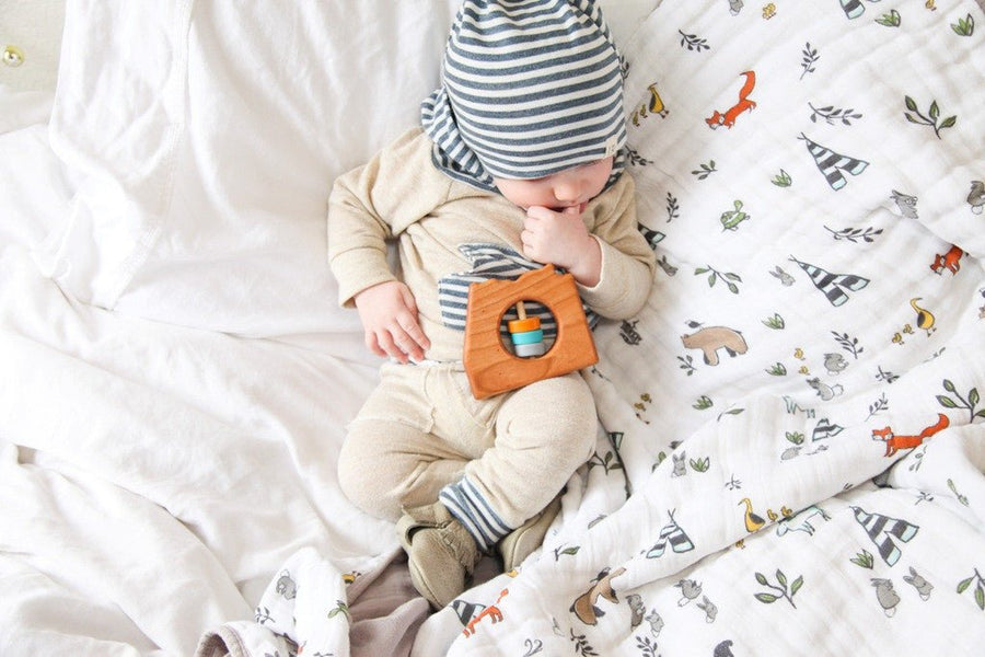 Arizona cherry wood rattle in a lifestyle setting