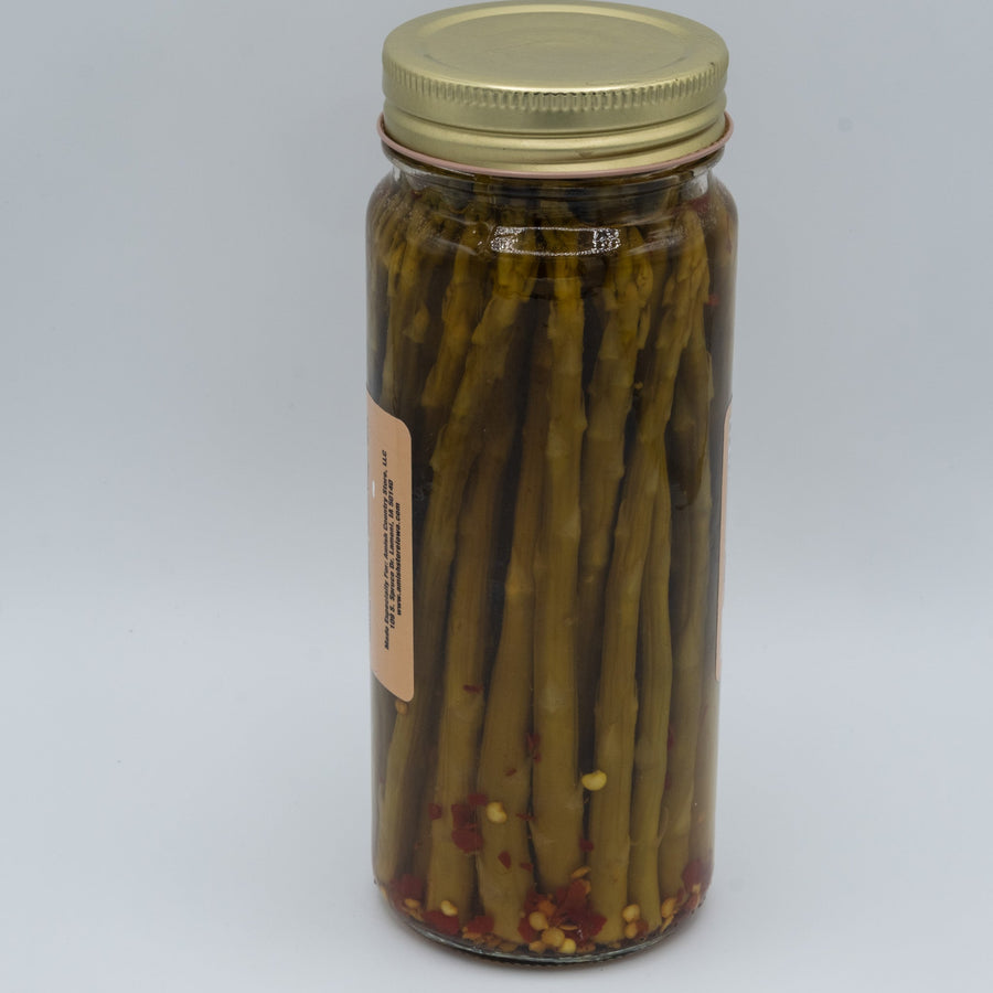Hot Pickled Asparagus package contents and rear view