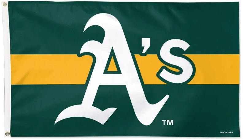 Athletics 3x5 striped MLB flag with team logo