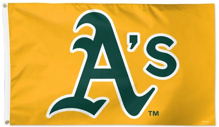 Athletics 3x5 MLB flag with deluxe yellow background