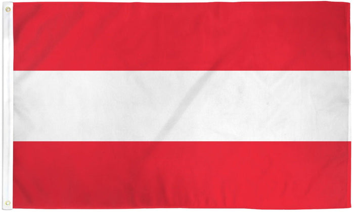 Austria flag made in USA with red white red horizontal stripes