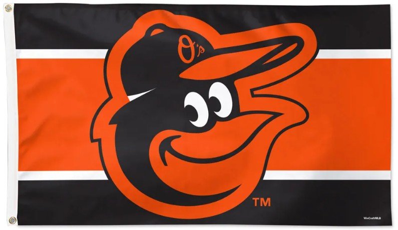 Baltimore Orioles 3x5 striped MLB flag with team logo