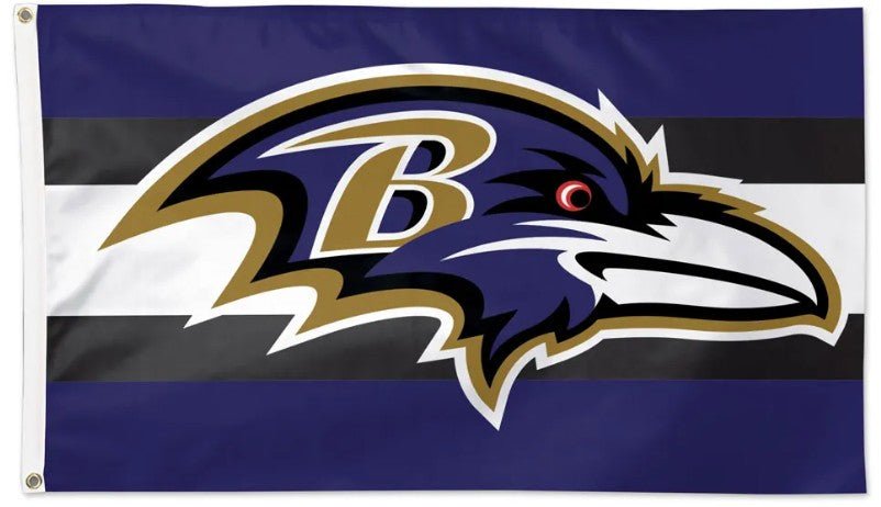 Baltimore Ravens outdoor NFL flag with team graphics, made in USA