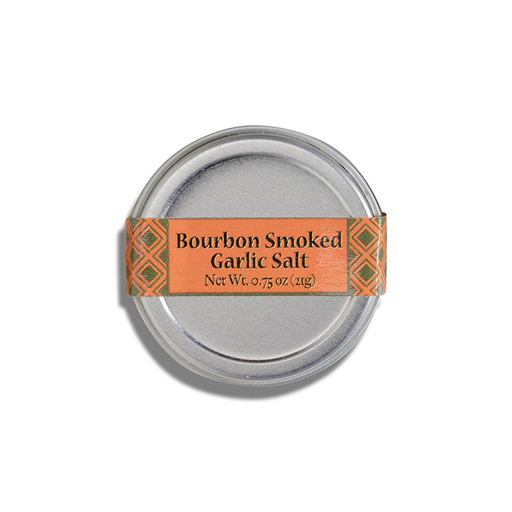Bourbon Smoked Garlic Salt – Garlic, Fennel & Orange – product packaging image