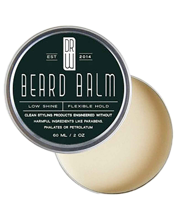 Open Dr. Watson's beard balm jar beside its labeled lid