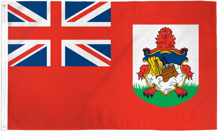 Bermuda flag made in USA with red field Union Jack and Bermuda coat of arms