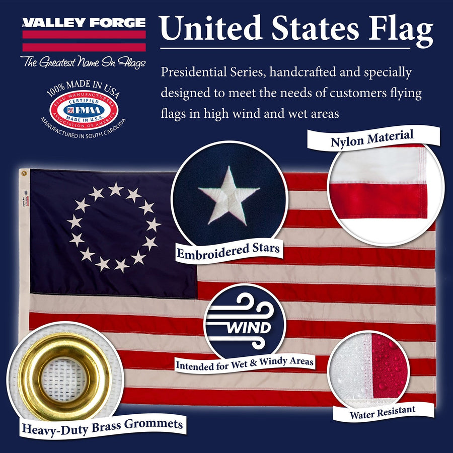Betsy Ross Flag Outdoor Nylon — nylon fabric and construction details