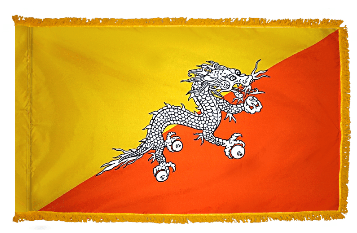 Bhutan nylon flag product image with white dragon on yellow and orange field