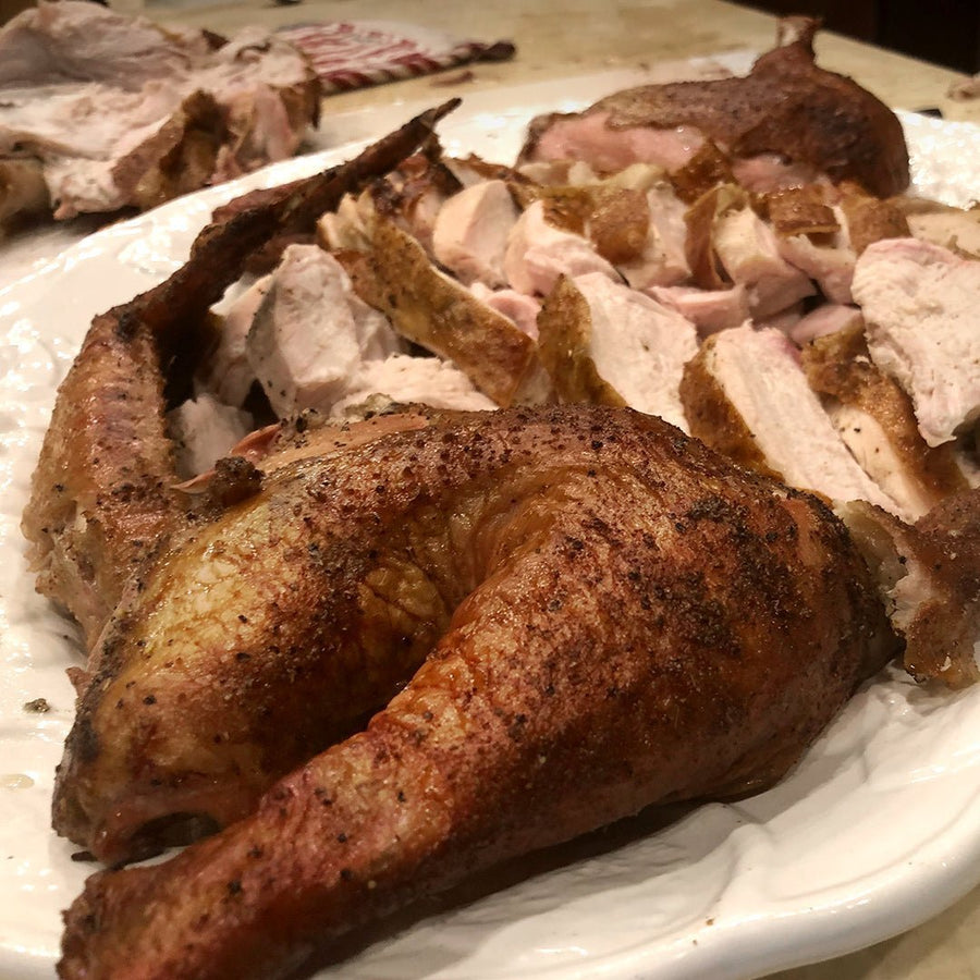 Chicken Prod Chicken Injection Mix: Cooked poultry with sliced meat on a platter
