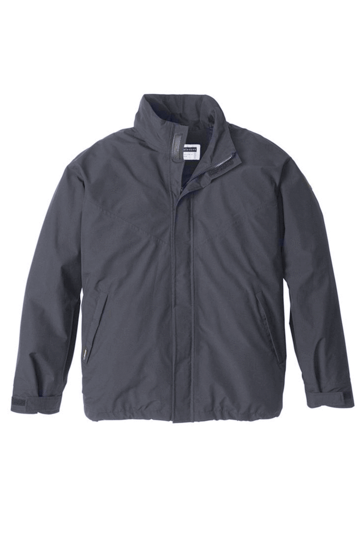 Blitz Waterproof Jacket: graphite shell, front view.