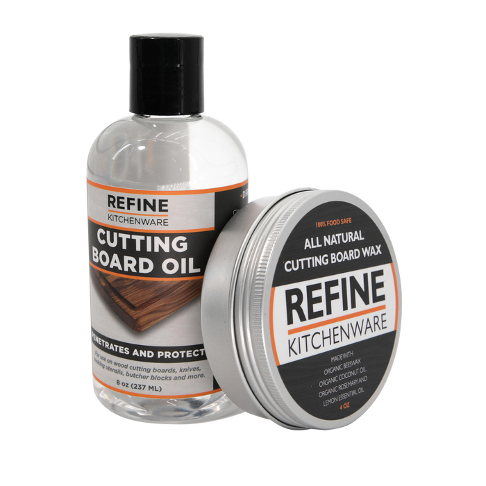 Refine 4 oz cutting board wax and 8 oz cutting board oil care set