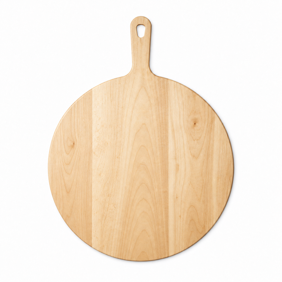 18" circle / 23.5" overall Maple / No Groove / Paddle Handle - top view